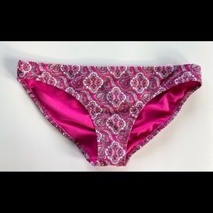 Paisley Dark Pink & White Low Cut Bikini Bottoms